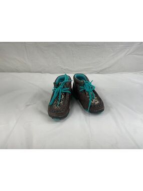 Twister Toddler Boots Shoes Size 4 Leslie Brown Blue Leopard Print Glitter